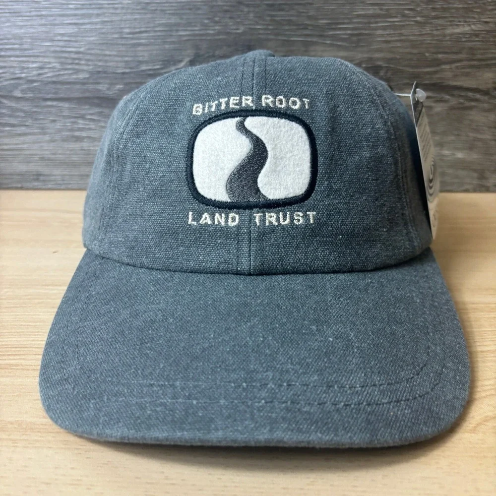 Bitter Root Land Trust Hat Strap Back Gray Canvas Baseball Cap Adjustable NWT‎